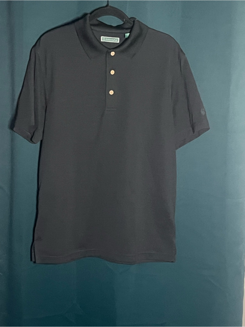 Cubavera Black Men's Polo with Contrast Buttons